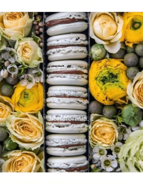 Sweet Flowerbox con macaron